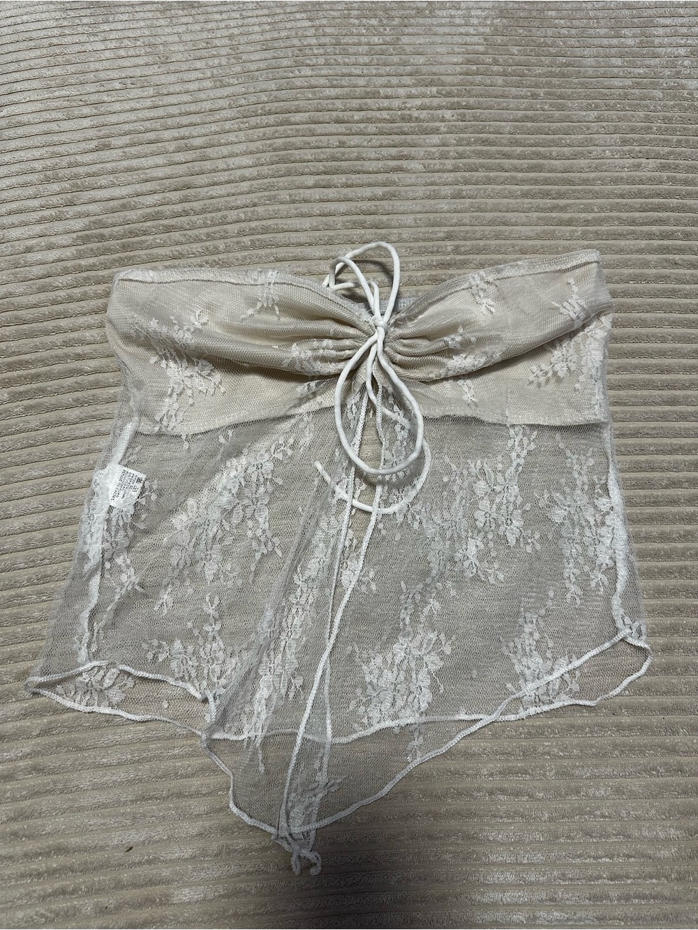 Amazon Sheer Lace Strapless Chemise in Cream